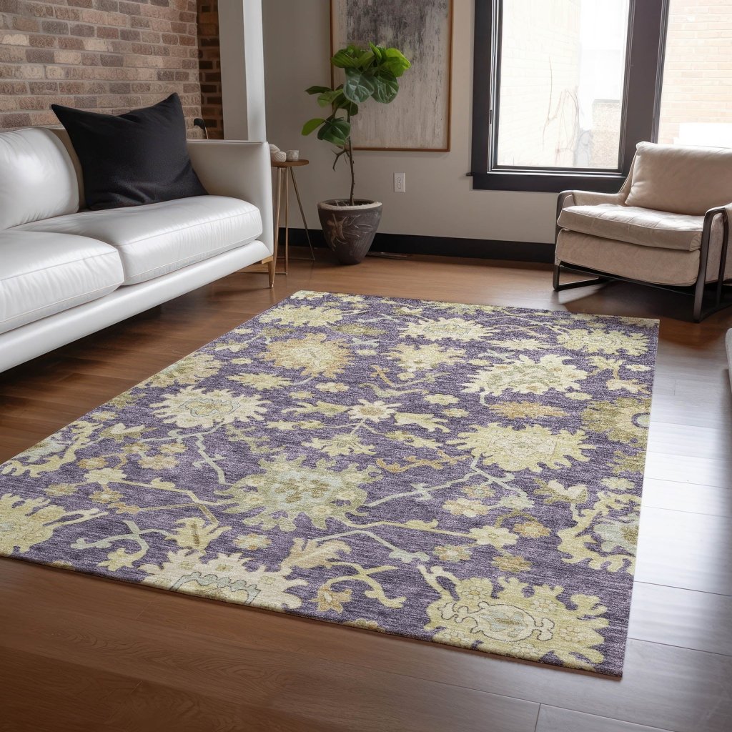 LOOMLAN Rugs Louis Purple Washable Indoor-Outdoor Rug