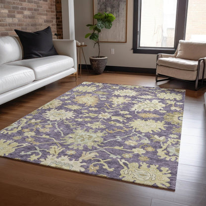 LOOMLAN Rugs Louis Purple Washable Indoor-Outdoor Rug