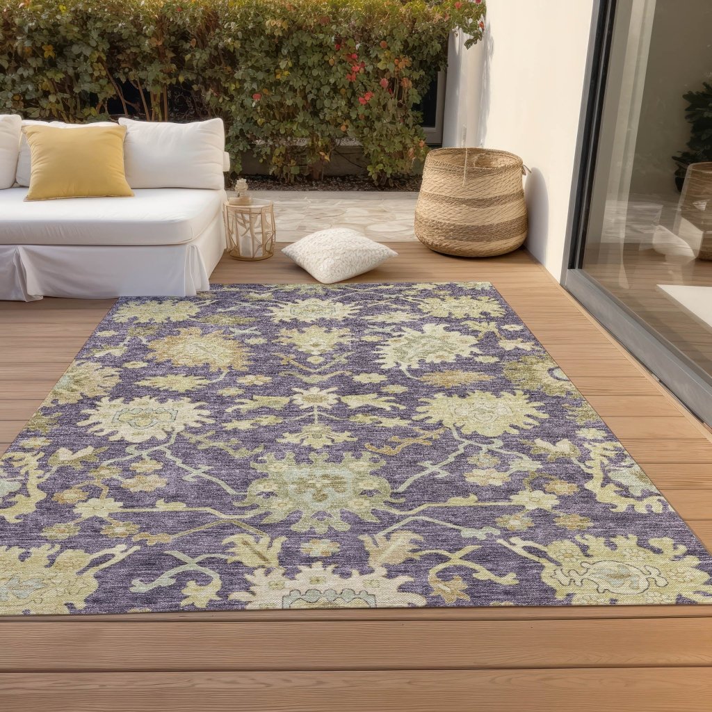 LOOMLAN Rugs Louis Purple Washable Indoor-Outdoor Rug