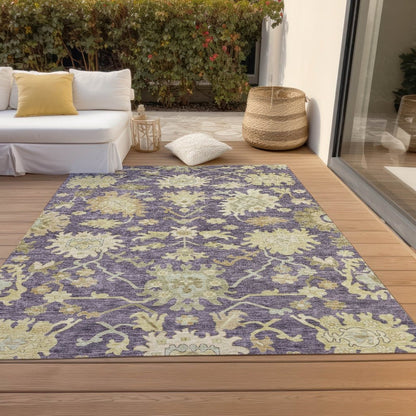 LOOMLAN Rugs Louis Purple Washable Indoor-Outdoor Rug