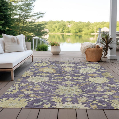 LOOMLAN Rugs Louis Purple Washable Indoor-Outdoor Rug