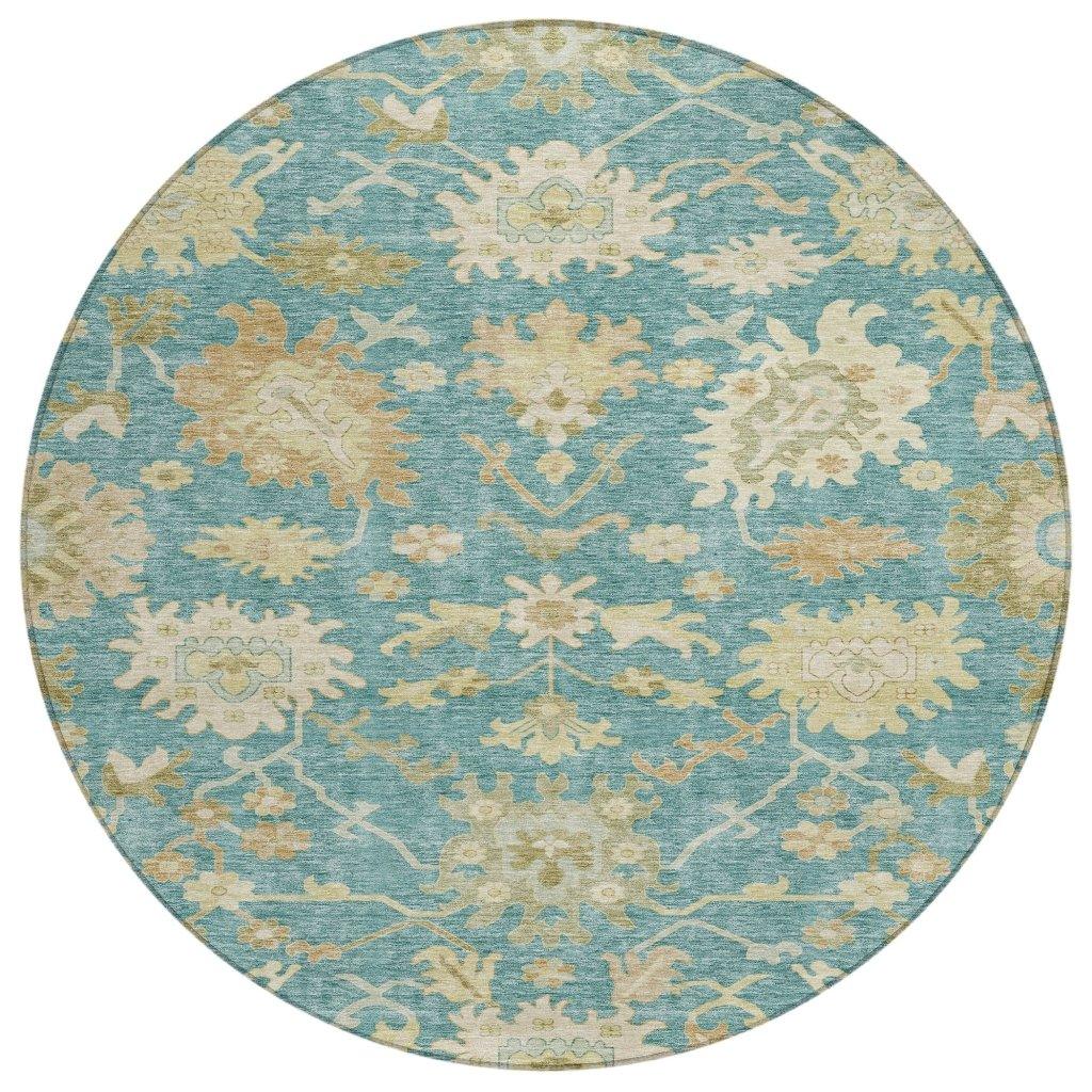 LOOMLAN Rugs Louis Teal Washable Indoor-Outdoor Rug