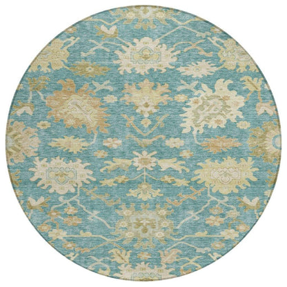 LOOMLAN Rugs Louis Teal Washable Indoor-Outdoor Rug