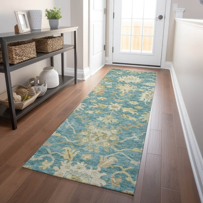 LOOMLAN Rugs Louis Teal Washable Indoor-Outdoor Rug