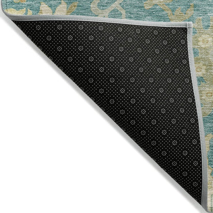 LOOMLAN Rugs Louis Teal Washable Indoor-Outdoor Rug