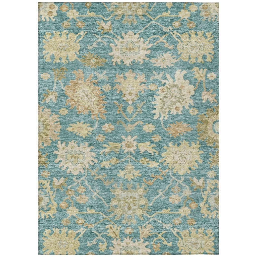 LOOMLAN Rugs Louis Teal Washable Indoor-Outdoor Rug