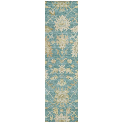 LOOMLAN Rugs Louis Teal Washable Indoor-Outdoor Rug