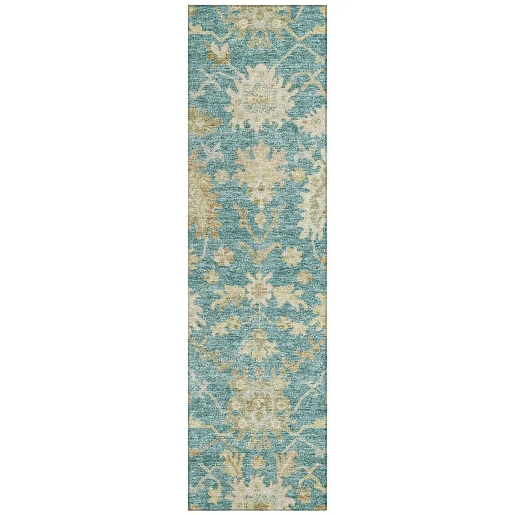 LOOMLAN Rugs Louis Teal Washable Indoor-Outdoor Rug