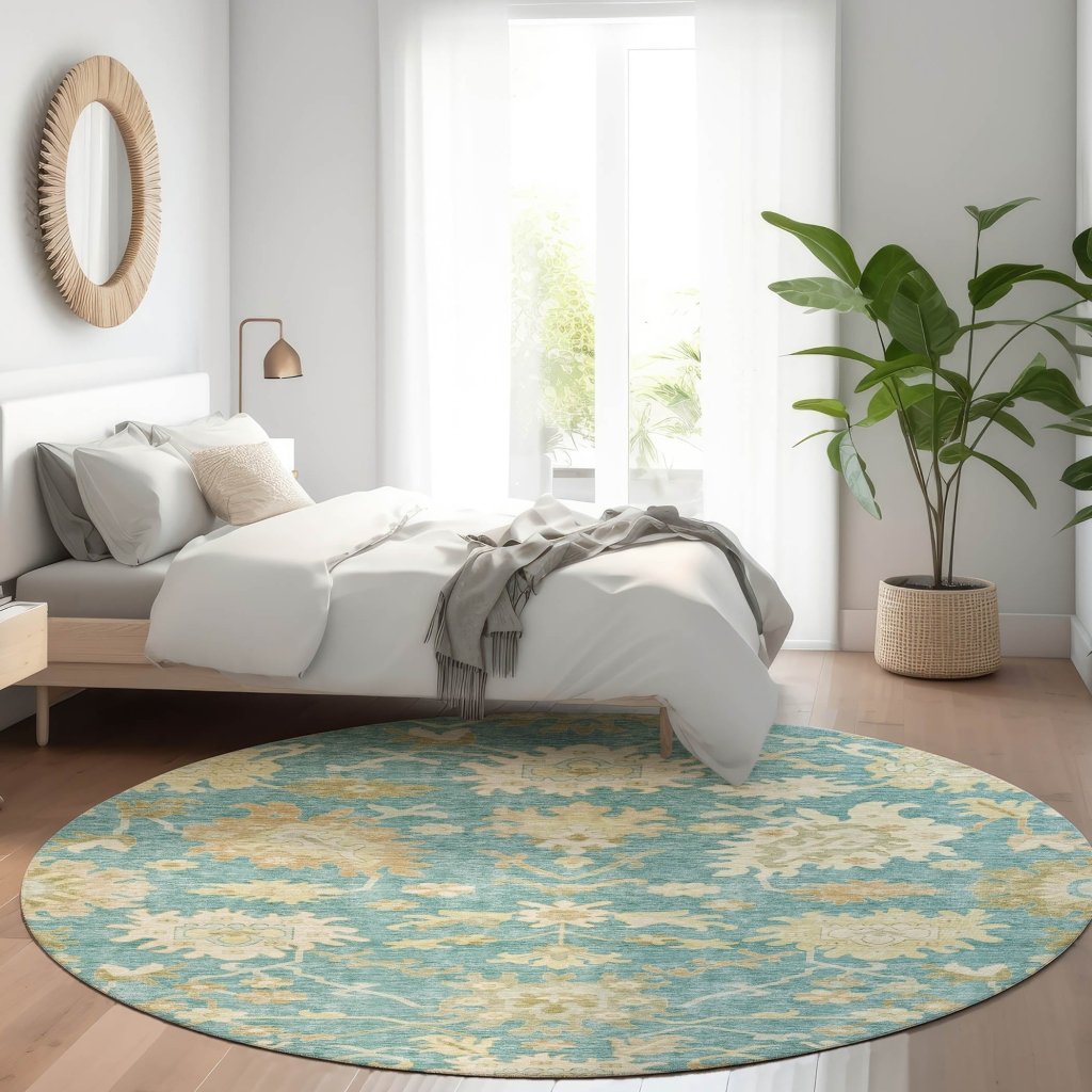 LOOMLAN Rugs Louis Teal Washable Indoor-Outdoor Rug