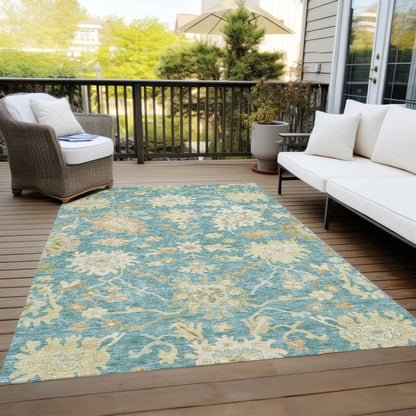 LOOMLAN Rugs Louis Teal Washable Indoor-Outdoor Rug