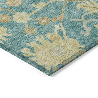 LOOMLAN Rugs Louis Teal Washable Indoor-Outdoor Rug