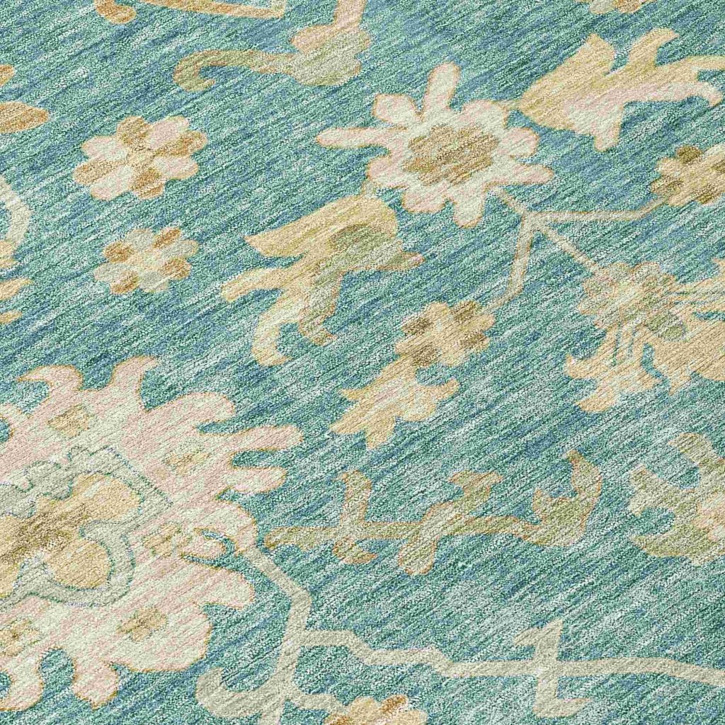 LOOMLAN Rugs Louis Teal Washable Indoor-Outdoor Rug