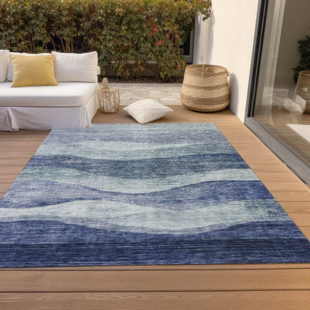 Louisa Blue Washable Indoor - Outdoor Rug - LOOMLAN - LOOMLAN Rugs - Outdoor Rugs