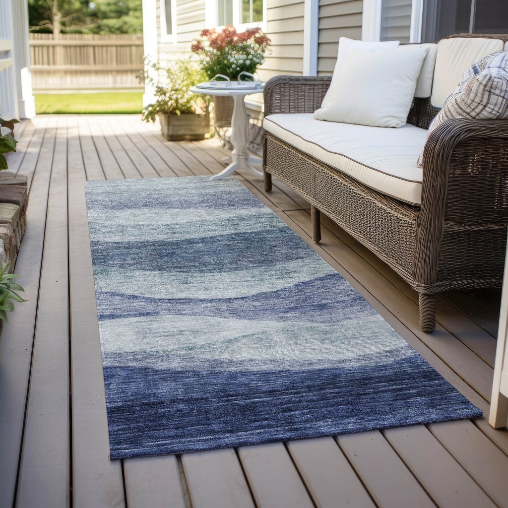 Louisa Blue Washable Indoor - Outdoor Rug - LOOMLAN - LOOMLAN Rugs - Outdoor Rugs