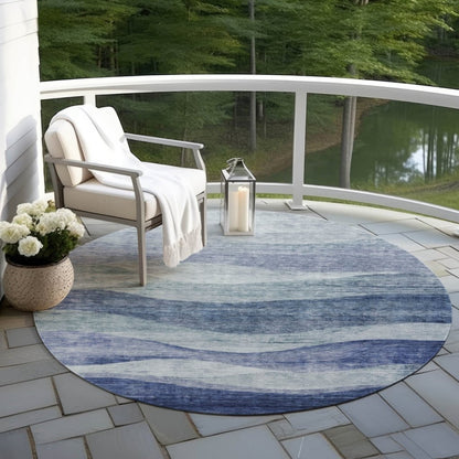 Louisa Blue Washable Indoor - Outdoor Rug - LOOMLAN - LOOMLAN Rugs - Outdoor Rugs