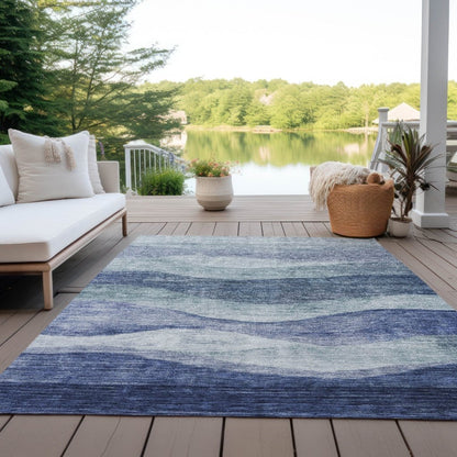 Louisa Blue Washable Indoor - Outdoor Rug - LOOMLAN - LOOMLAN Rugs - Outdoor Rugs