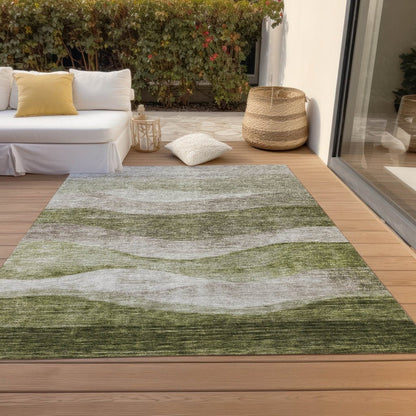 Louisa Green Washable Indoor - Outdoor Rug - LOOMLAN - LOOMLAN Rugs - Outdoor Rugs