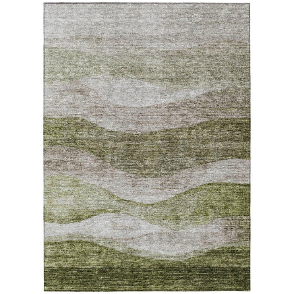 Louisa Green Washable Indoor-Outdoor Rug