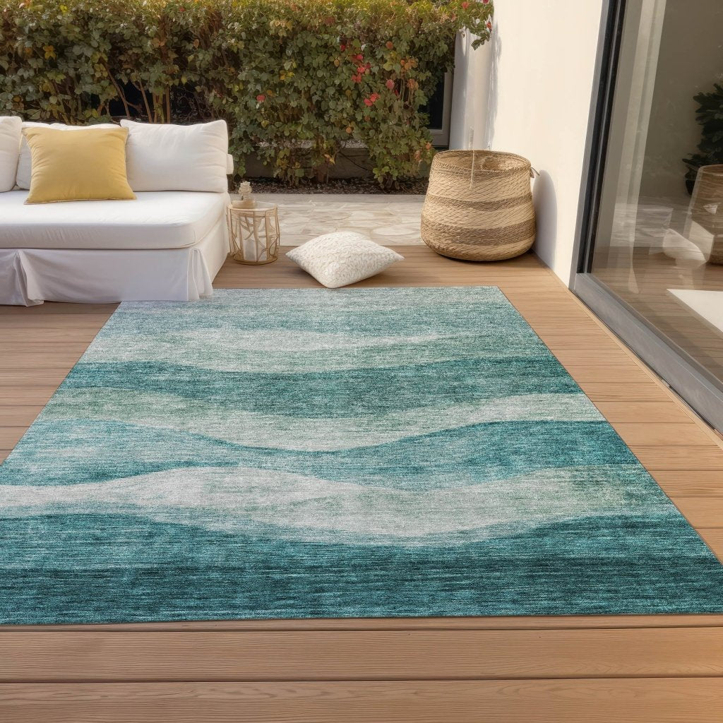Louisa Seafoam Washable Indoor - Outdoor Rug - LOOMLAN - LOOMLAN Rugs - Outdoor Rugs