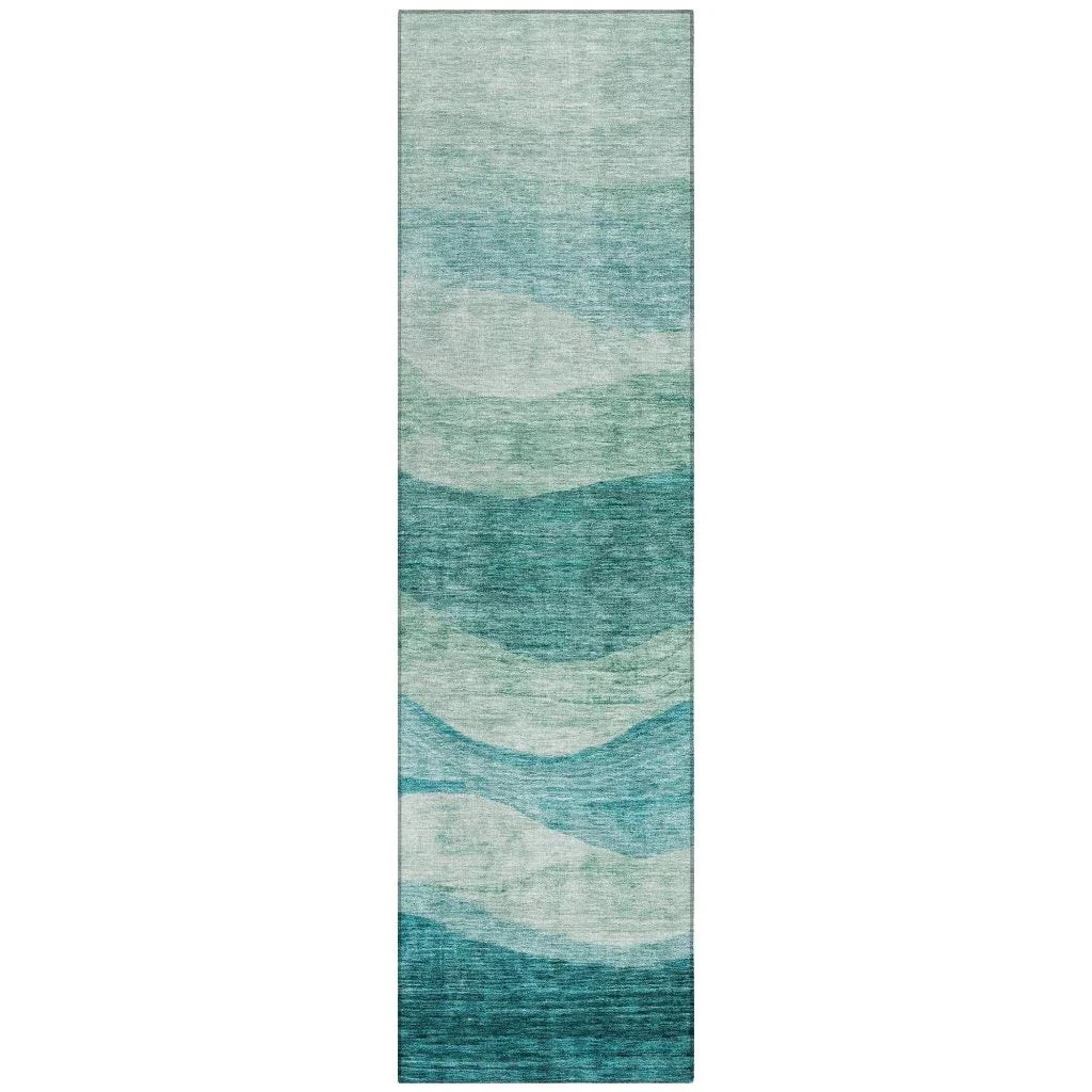 Louisa Teal Washable Indoor-Outdoor Rug