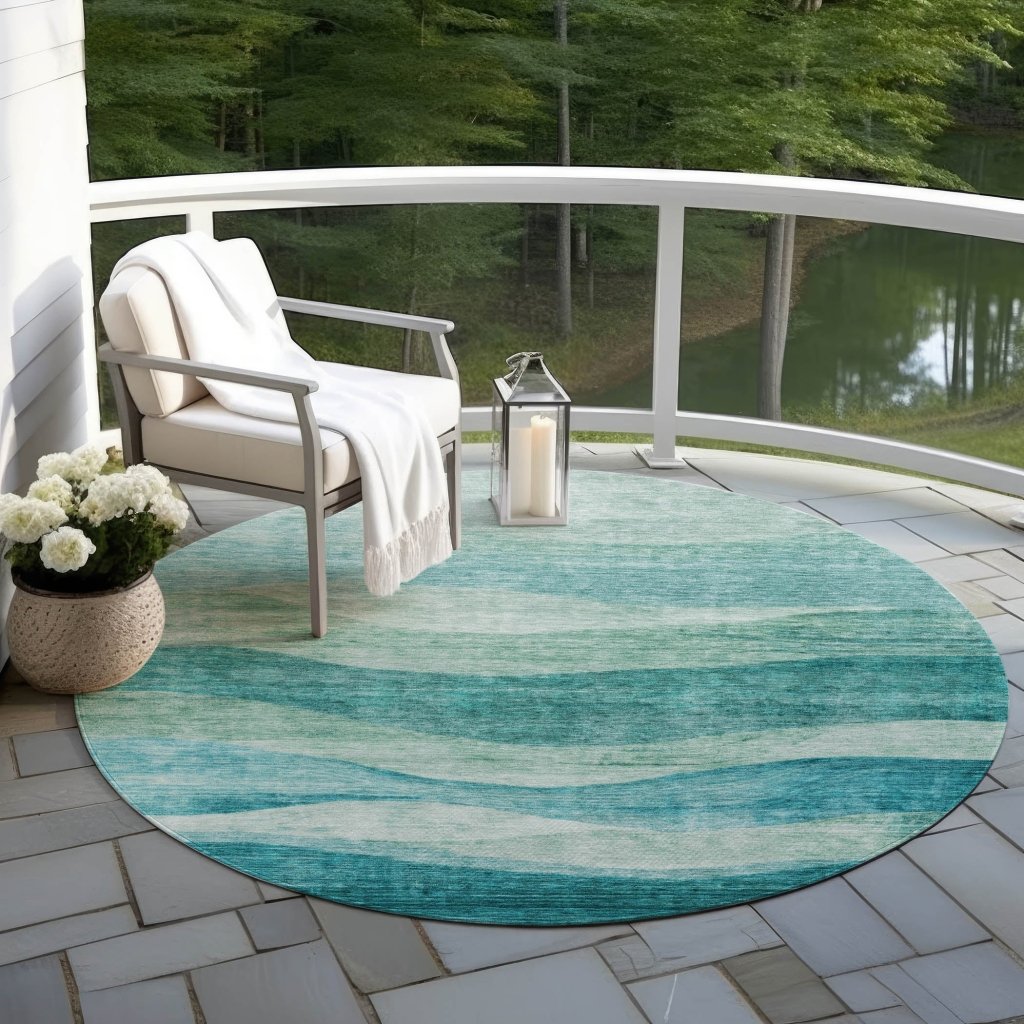 Louisa Teal Washable Indoor - Outdoor Rug - LOOMLAN - LOOMLAN Rugs - Outdoor Rugs