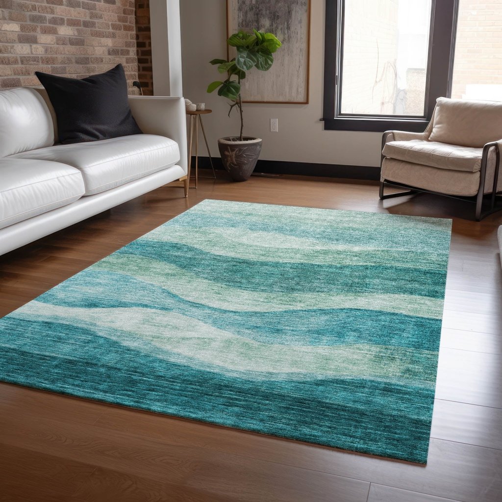 Louisa Teal Washable Indoor - Outdoor Rug - LOOMLAN - LOOMLAN Rugs - Outdoor Rugs