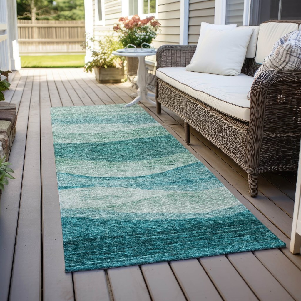 Louisa Teal Washable Indoor - Outdoor Rug - LOOMLAN - LOOMLAN Rugs - Outdoor Rugs
