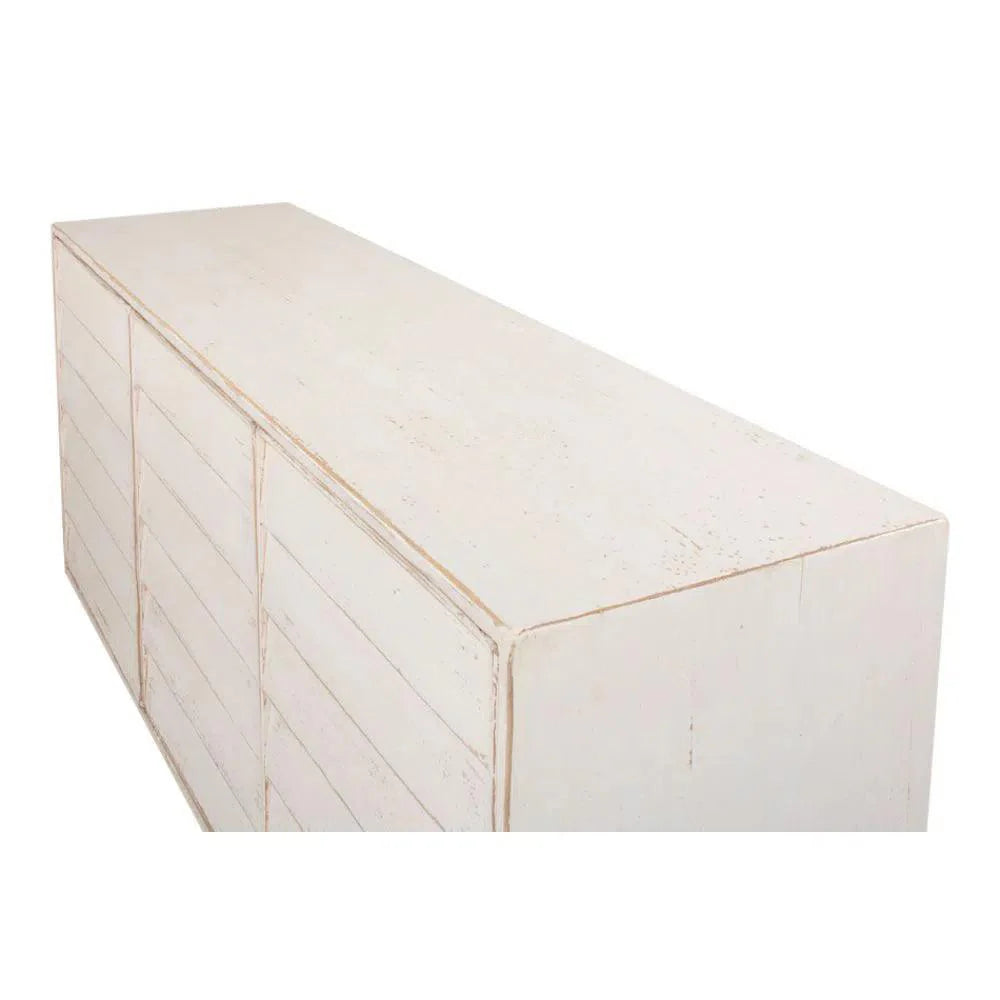 Louvered Sideboard Whitewash Cabinet For Living Room - LOOMLAN - Sarreid - Sideboards