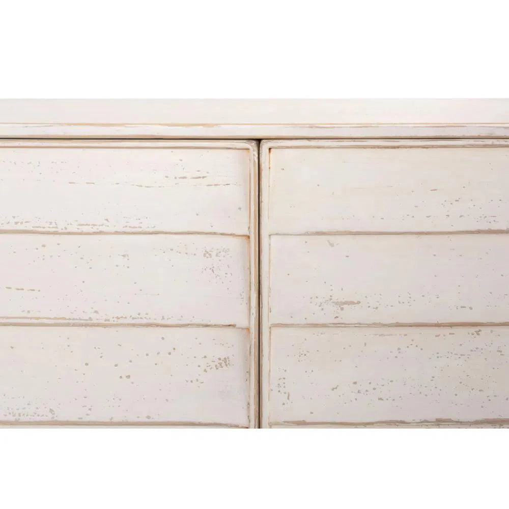 Louvered Sideboard Whitewash Cabinet For Living Room - LOOMLAN - Sarreid - Sideboards