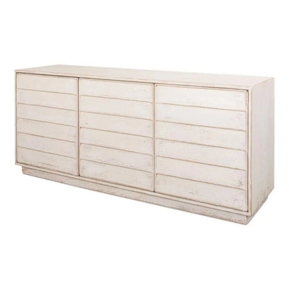 Louvered Sideboard Whitewash Cabinet For Living Room - LOOMLAN - Sarreid - Sideboards