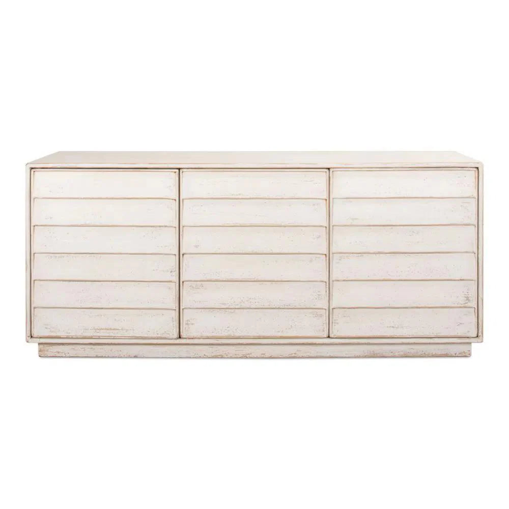 Louvered Sideboard Whitewash Cabinet For Living Room - LOOMLAN - Sarreid - Sideboards