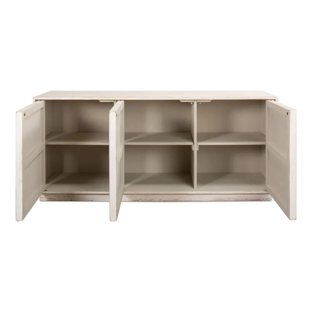 Louvered Sideboard Whitewash Cabinet For Living Room - LOOMLAN - Sarreid - Sideboards
