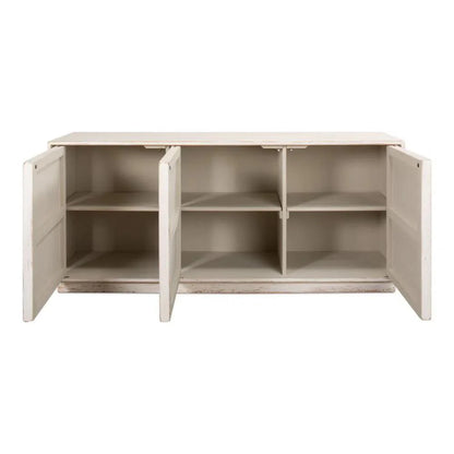 Louvered Sideboard Whitewash Cabinet For Living Room - LOOMLAN - Sarreid - Sideboards