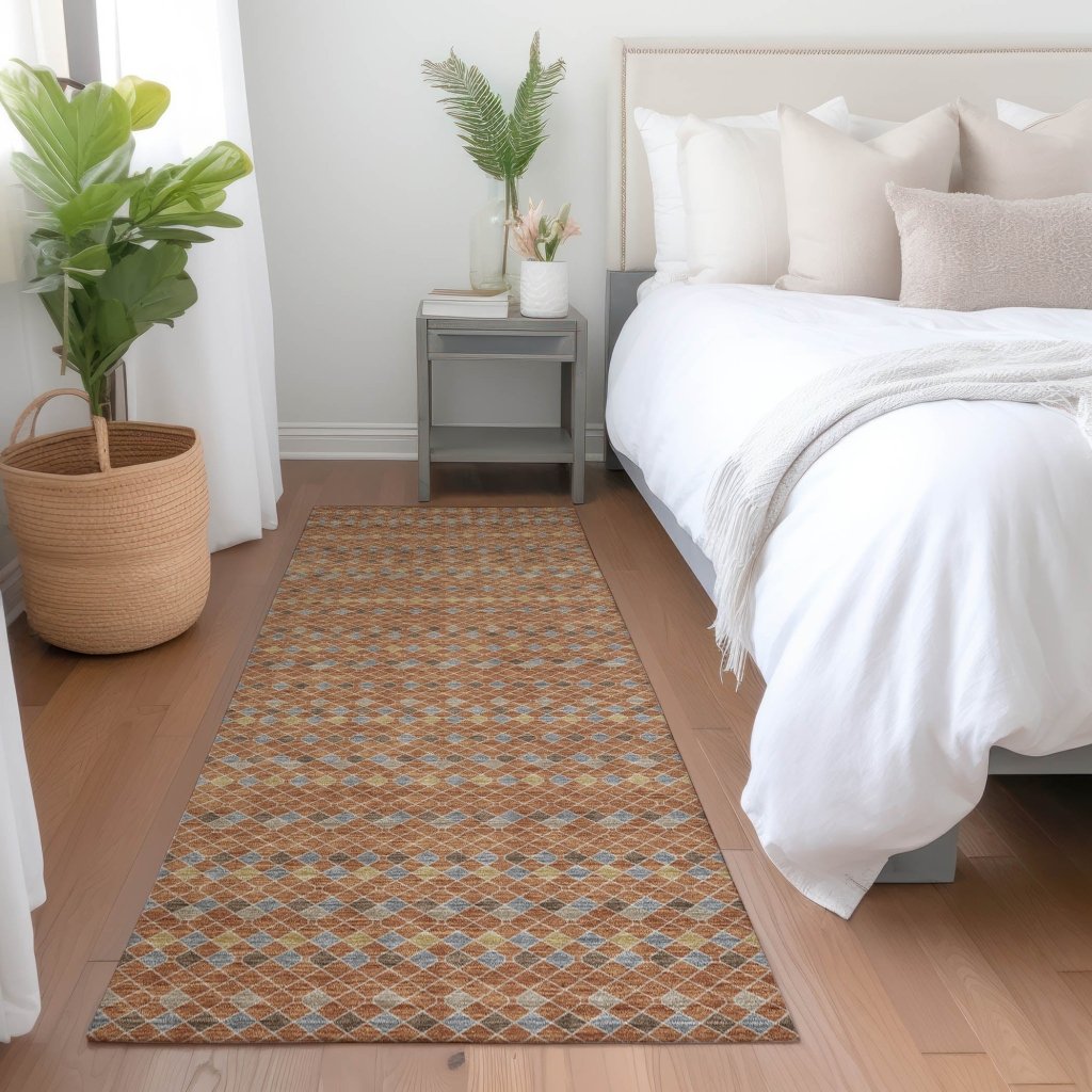 LOOMLAN Rugs Lozenza Orange Washable Indoor-Outdoor Rug