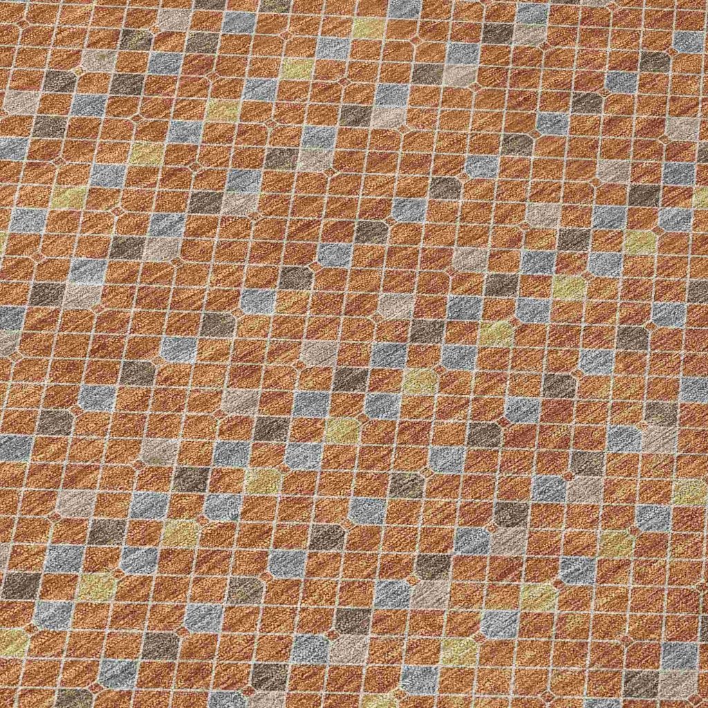 LOOMLAN Rugs Lozenza Orange Washable Indoor-Outdoor Rug