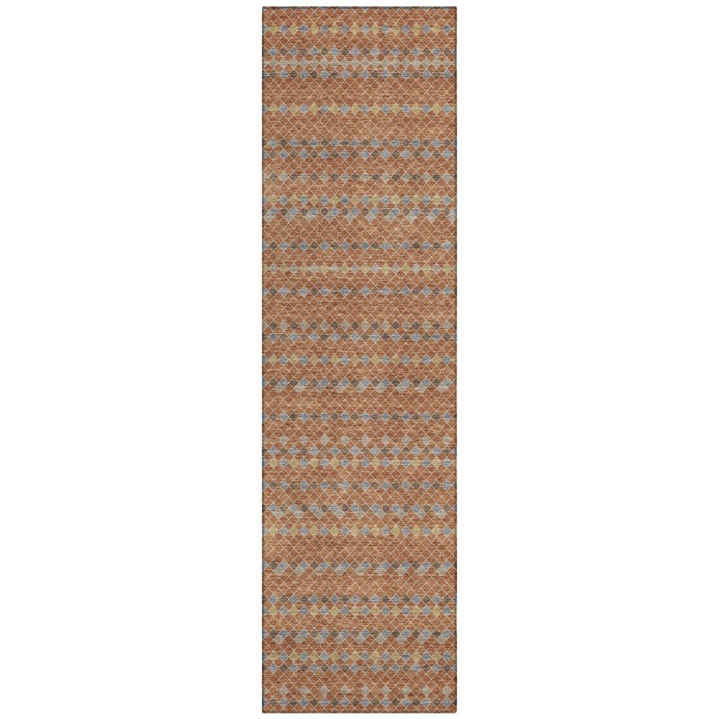 LOOMLAN Rugs Lozenza Orange Washable Indoor-Outdoor Rug