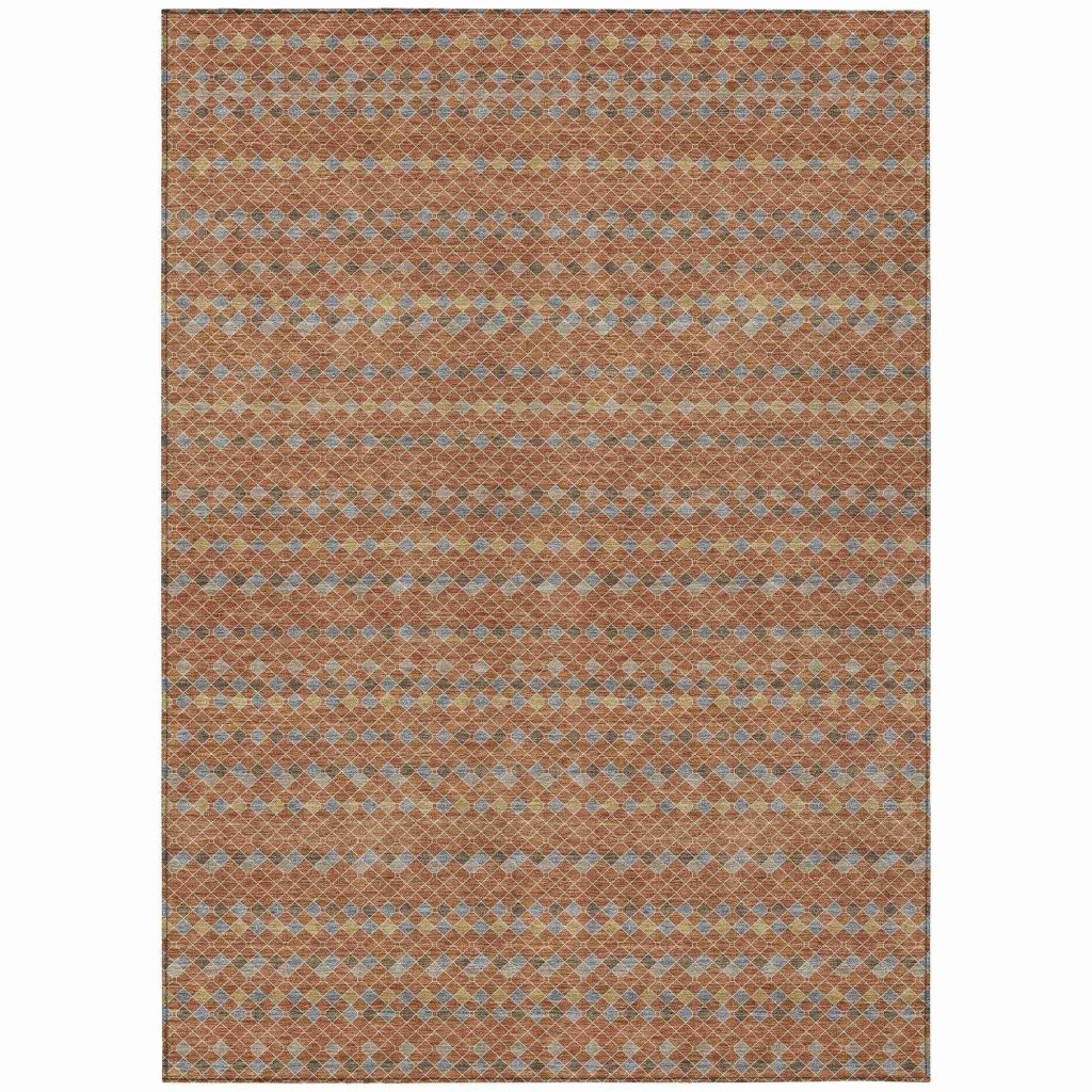 LOOMLAN Rugs Lozenza Orange Washable Indoor-Outdoor Rug
