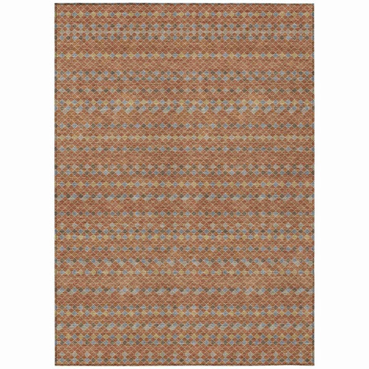 LOOMLAN Rugs Lozenza Orange Washable Indoor-Outdoor Rug