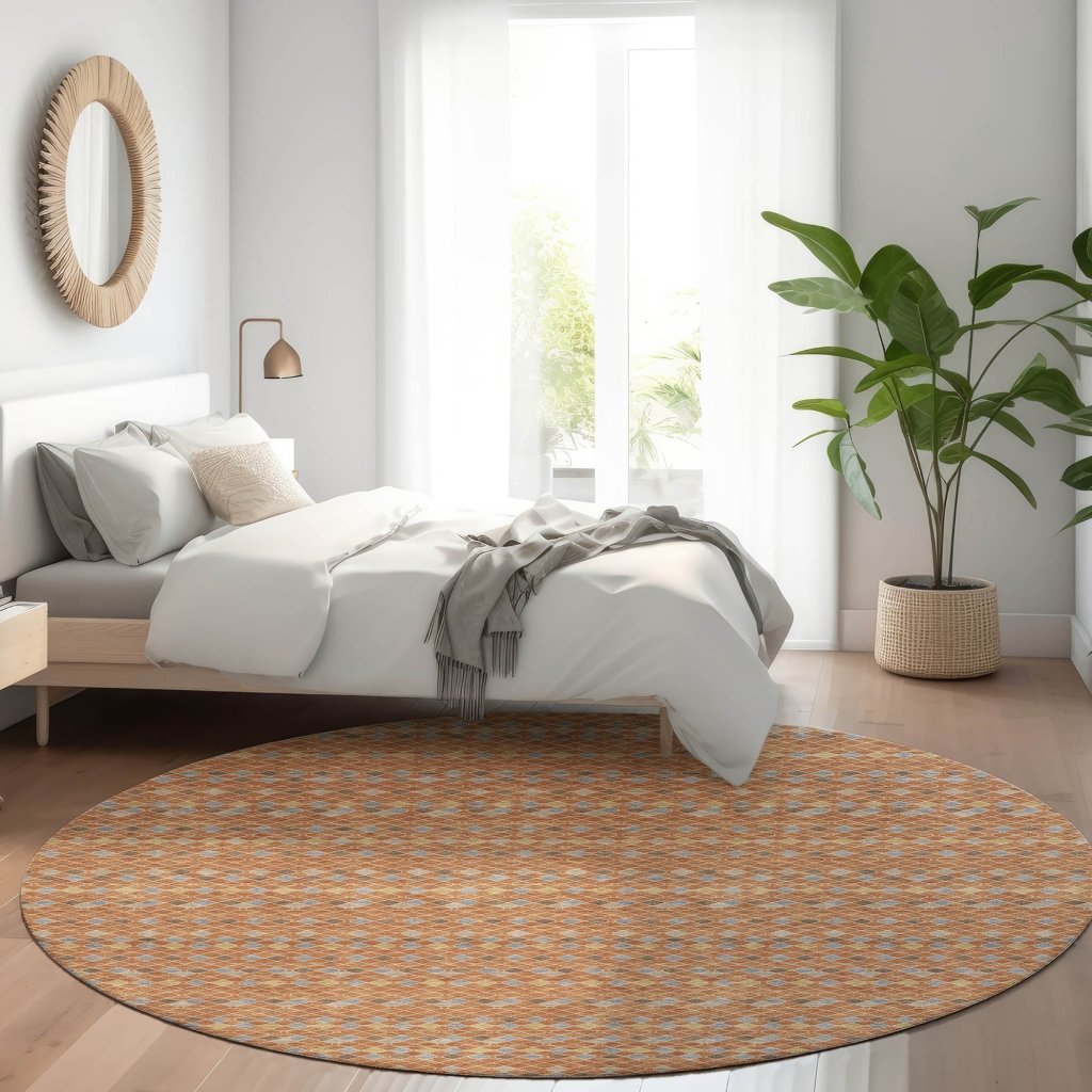 LOOMLAN Rugs Lozenza Orange Washable Indoor-Outdoor Rug