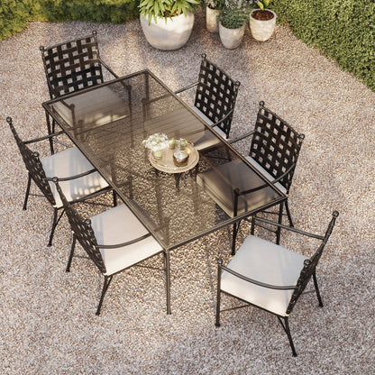 Provence Elegant Glass Top Outdoor Dining Table