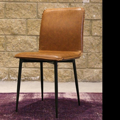 Luca Side Chair Tan Brown 2PC Set Leather Seat Over Iron Base Full Back - Sideboards and Things Accents_Black, Back Type_Full Back, Back Type_With Back, Brand_LH Imports, Color_Brown, Legs Material_Metal, Materials_Metal, Materials_Upholstery, Metal Type_Iron, Number of Pieces_2PC Set, Product Type_Dining Height, Shape_Armless, Upholstery Type_Leather, Upholstery Type_Vegan Leather