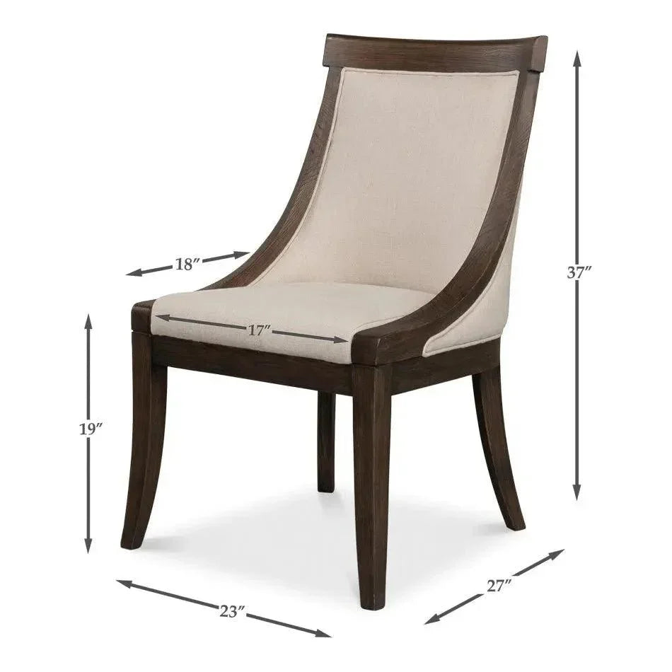 Lucas Dining Chairs Set of 2 Linen - LOOMLAN - Sarreid - Dining Chairs