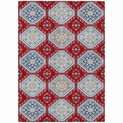 LOOMLAN Rugs Lucinda Red Washable Indoor-Outdoor Rug
