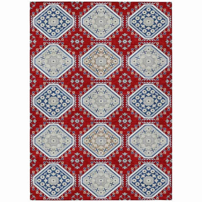LOOMLAN Rugs Lucinda Red Washable Indoor-Outdoor Rug