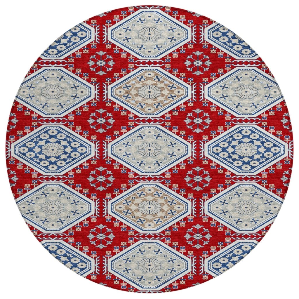 LOOMLAN Rugs Lucinda Red Washable Indoor-Outdoor Rug