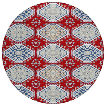 LOOMLAN Rugs Lucinda Red Washable Indoor-Outdoor Rug