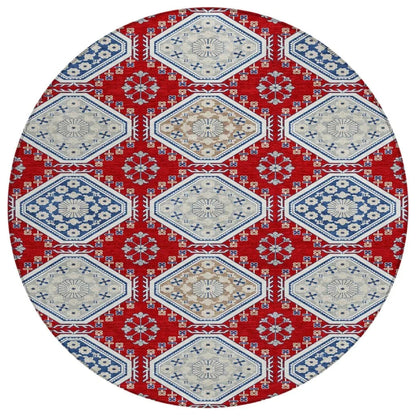 LOOMLAN Rugs Lucinda Red Washable Indoor-Outdoor Rug