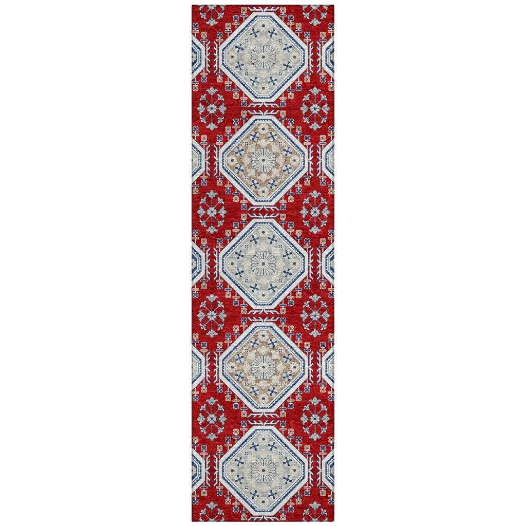 LOOMLAN Rugs Lucinda Red Washable Indoor-Outdoor Rug