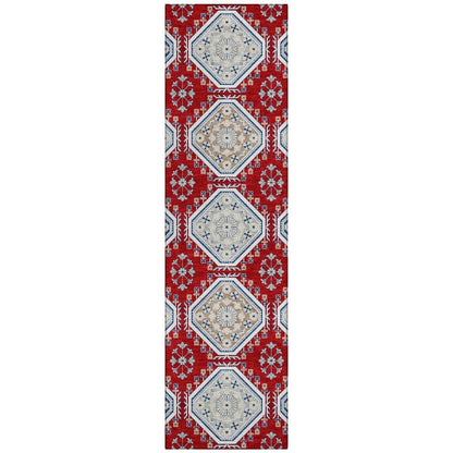 LOOMLAN Rugs Lucinda Red Washable Indoor-Outdoor Rug