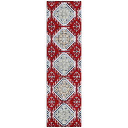 LOOMLAN Rugs Lucinda Red Washable Indoor-Outdoor Rug
